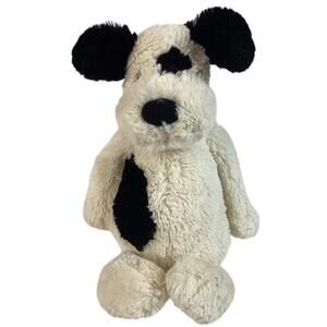 Jellycat London Bashful Black And Cream Puppy Dog Plush Stuffed Animal Soft 12"